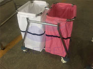 AG-SS019 Dua tas bingkai SS rumah sakit berpakaian linen trolley medis untuk dijual