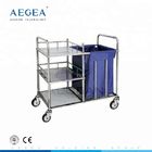 AG-SS010 ISO CE stainless steel linen rumah sakit troli dengan roda