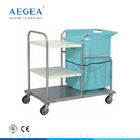 AG-SS018 CE ISO dengan tiga lapisan bingkai logam stainless steel linen trolley medis