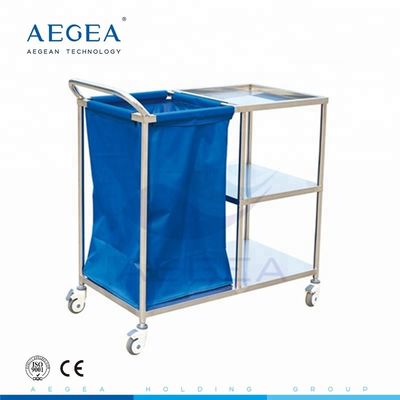 AG-SS010A Stainless steel dasar linen rumah sakit kotor membersihkan troli limbah bergerak