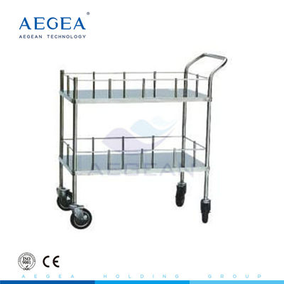 AG-SS006 stainless steel rumah sakit meja nampan 2-layer troli medis